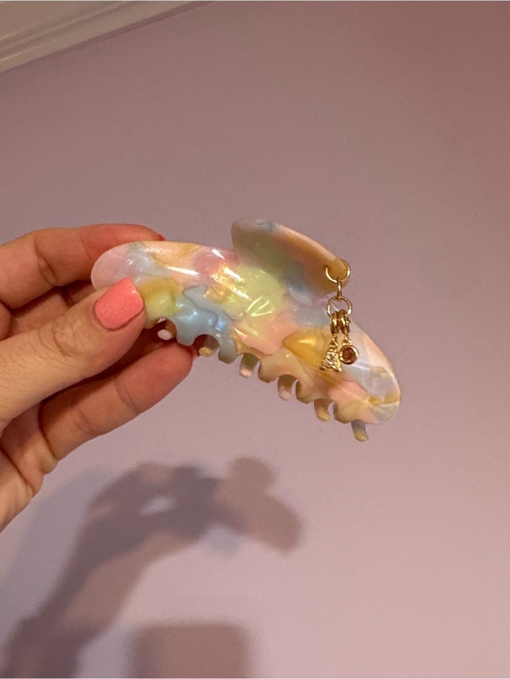 Pastel Marbled Hair Claw with Charm Attachment